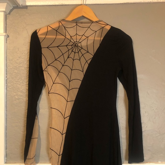 ASOS Halloween Spiderweb Flocked Glamour Black PIn-up dress Vampira Goth 6 🕸️ - Picture 10 of 11